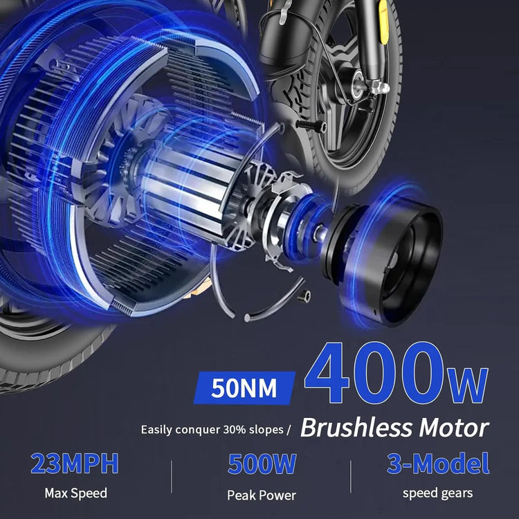 Folding Electric Bike for Adults, 500W Peak Motor, Up to 23 MPH, 14” Foldable Ebike with 48V 12Ah Battery, 35 Miles, Customized by Home for Health and Beauty