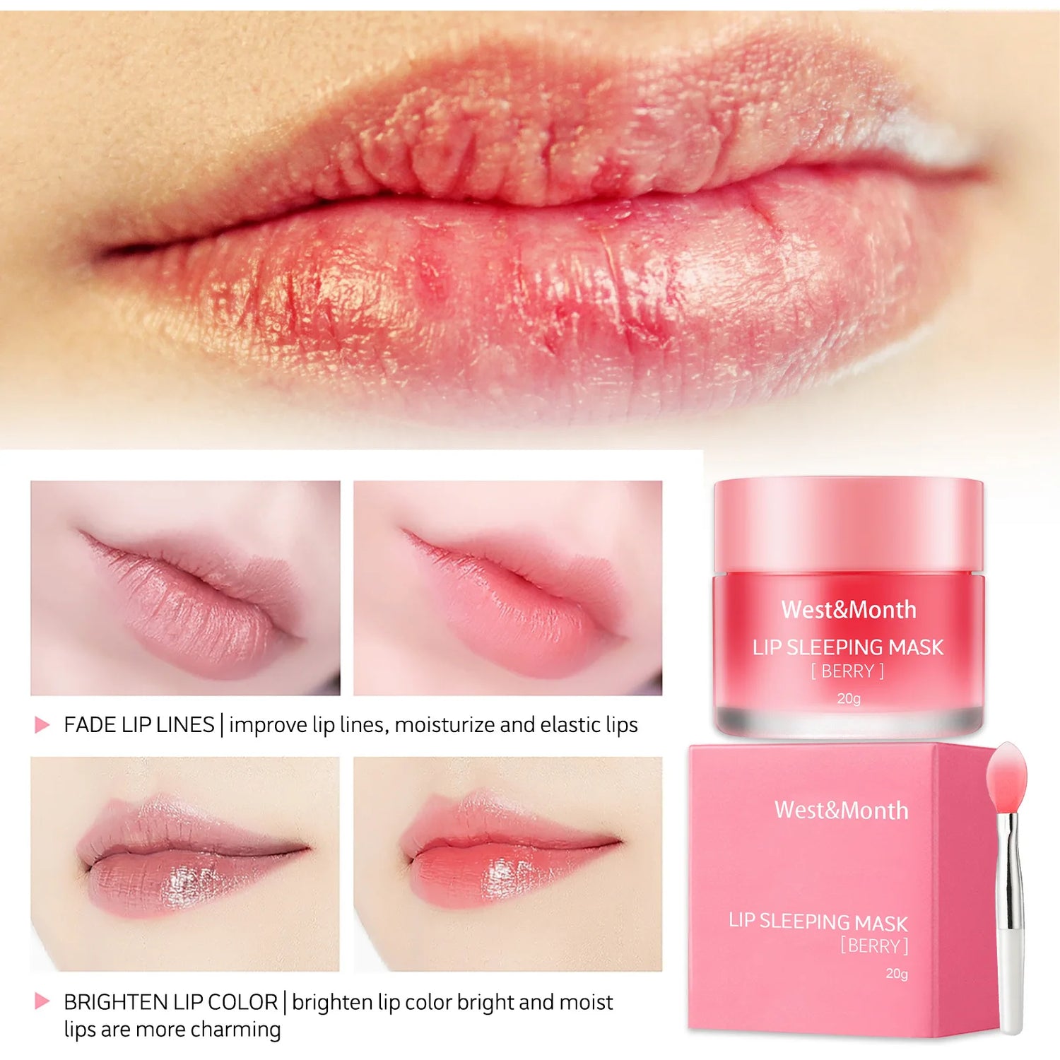 West&Month Lip Sleeping Mask Soften Cracking Lip Dead Skin Remover Dry Lips Treatment Exfoliant for Lips Nourish Jelly Lip Mask by Home for Health and Beauty