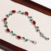 Luxury 16 Colors Sparkling Leaf Cubic Zirconia Branch Gold Silver Color CZ Crystal Bracelet Fashion Women Wedding Jewelry Gift by Home for Health and Beauty