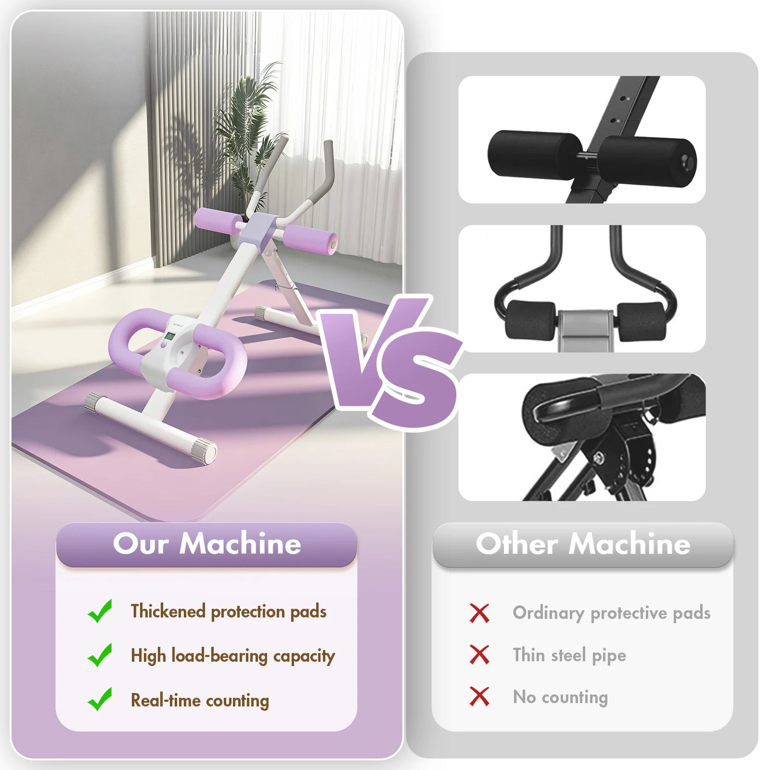 Ab Workout Machine Abdominal Adjustable Folding Crunch Trainer Core Machine Full Body Equipment for Home Gym by Home for Health and Beauty