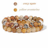 2Pcs Colorful Natural Stone Bead Bracelet Set 8MM Natural Agates Turquois Amethysts Quartzs Gem Stretch Bangle Jewelry Gift by Home for Health and Beauty