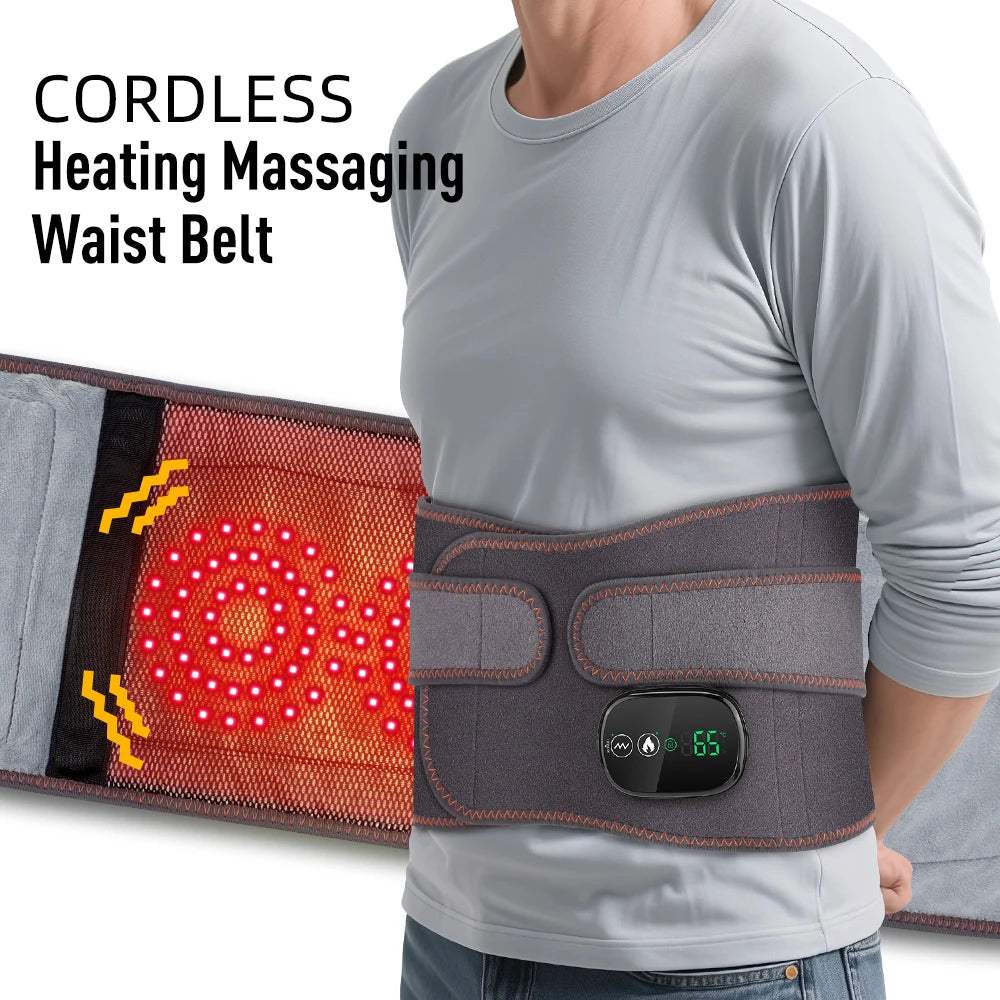 Agdoad Heating Vibration Massager Belt With Red Light Hot Compress Waist Support