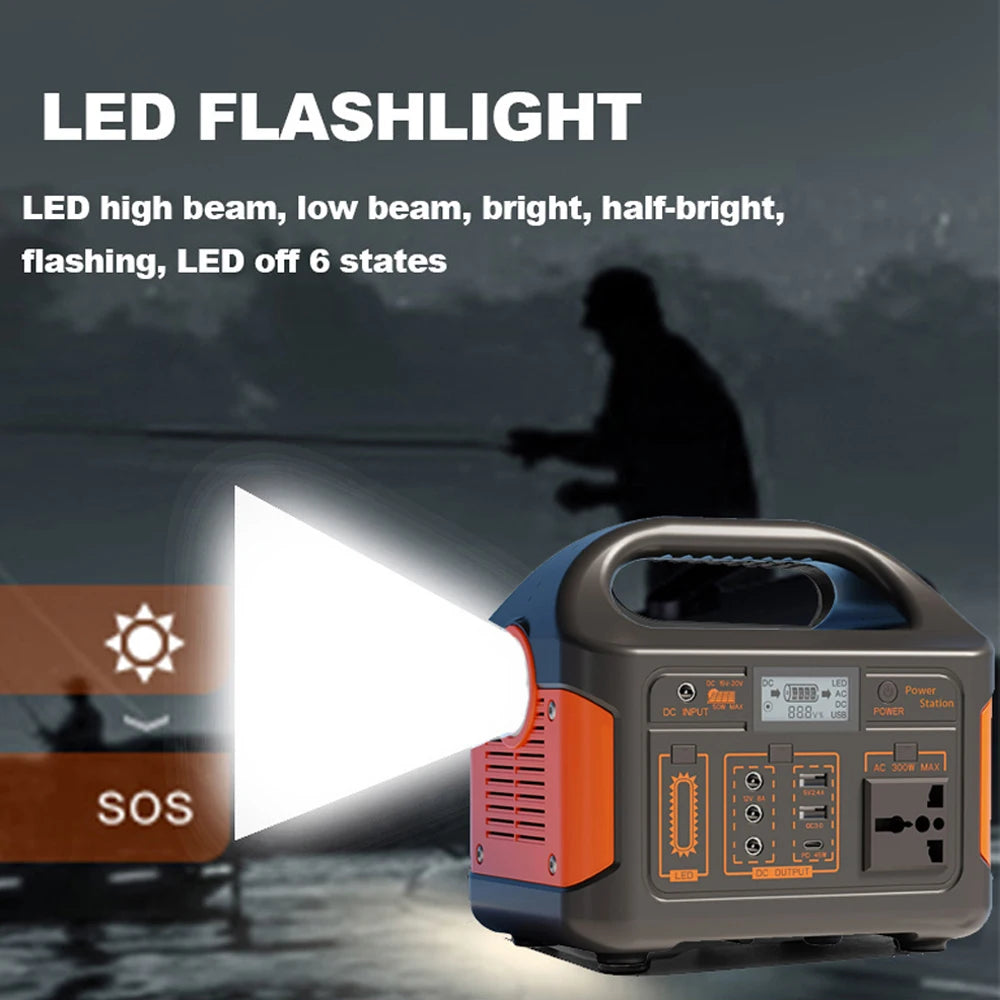 Portable Power Station 300W 500W 256Wh LiFePO4 Battery Outdoor Power Plant Solar Generator For Camping Emergency Energy by Home for Health and Beauty