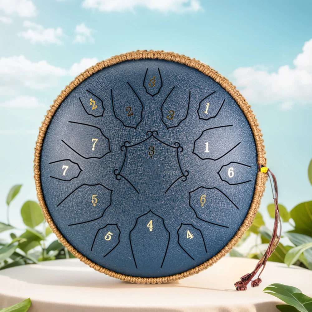 12 Inch Music Drum with Handbag Drumstick 15 Notes D Tone Ethereal Drum Yoga Meditation Sound Healing Beginner Hand Drum by Home for Health and Beauty