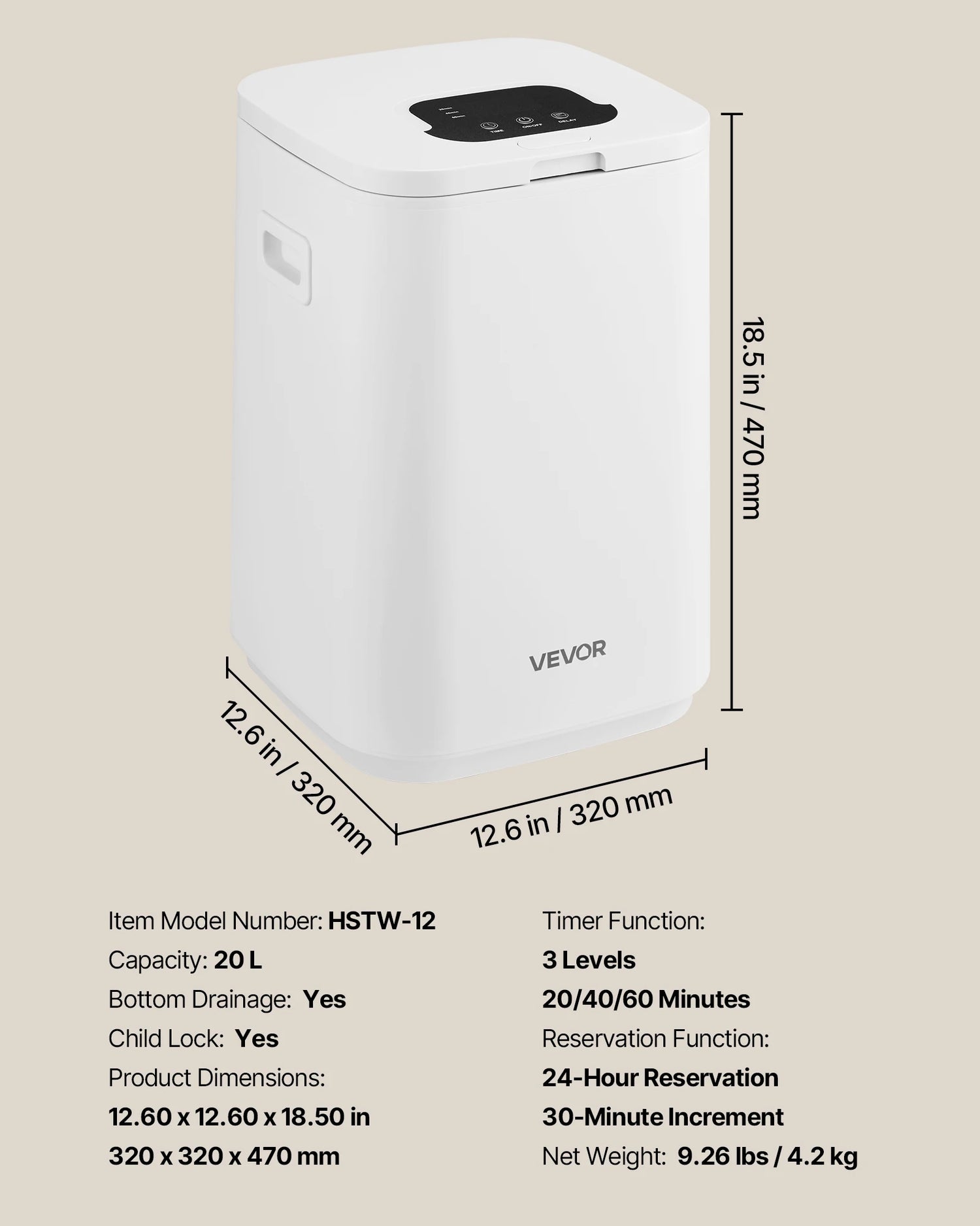 Towel Warmer Bucket With LED Timer Security Lock by Home for Health and Beauty