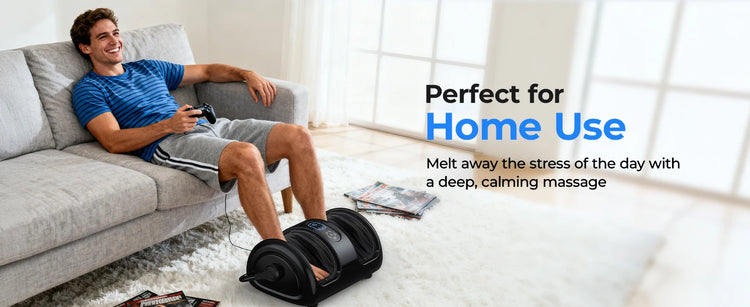 Electric Foot Calf Massager Shiatsu Massage Tools 3 Levels Deep Tissue Washable Cover Hot Compress Vibrator Machine Foot Relax by Home for Health and Beauty