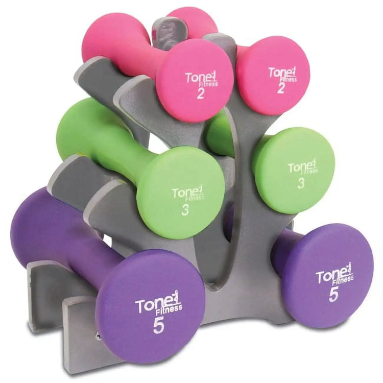20 lb Hourglass Neoprene Dumbbell Set with A-Frame, Non-Slip Grips for Home Gym and Strength Training by Home for Health and Beauty