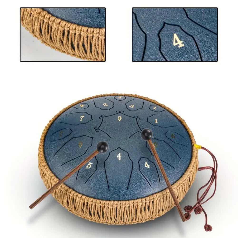 12 Inch Music Drum with Handbag Drumstick 15 Notes D Tone Ethereal Drum Yoga Meditation Sound Healing Beginner Hand Drum by Home for Health and Beauty