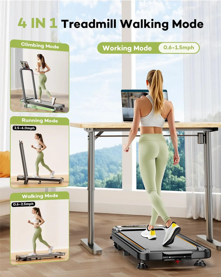 Foldable Treadmill with 12% Incline,3.5HP Low Noise Walking Pad Treadmill with Handle Bar,350 Lbs Capacity, APP Remote Control by Home for Health and Beauty