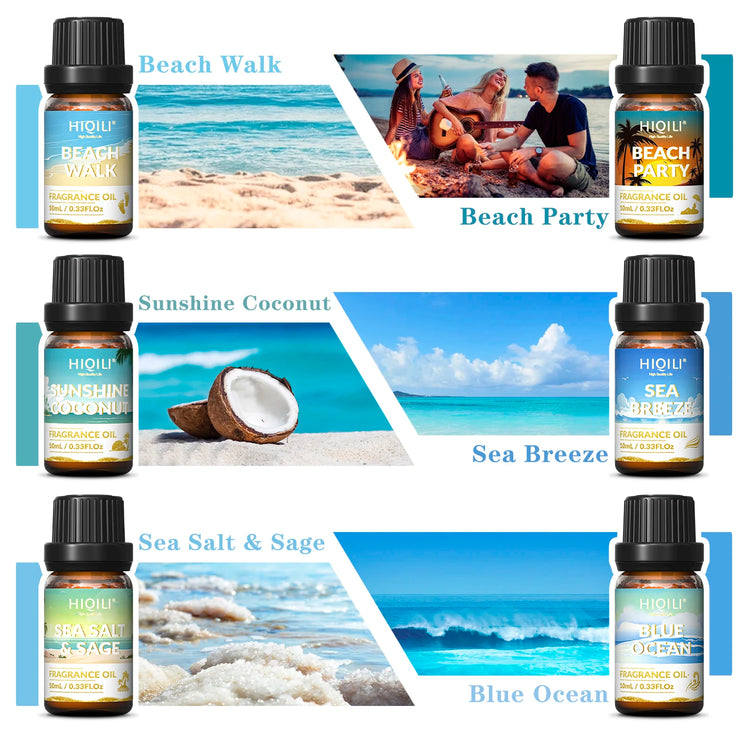 Gold Coast Six Fragrance Oils Gift Set for Aromatherapy by Home for Health and Beauty