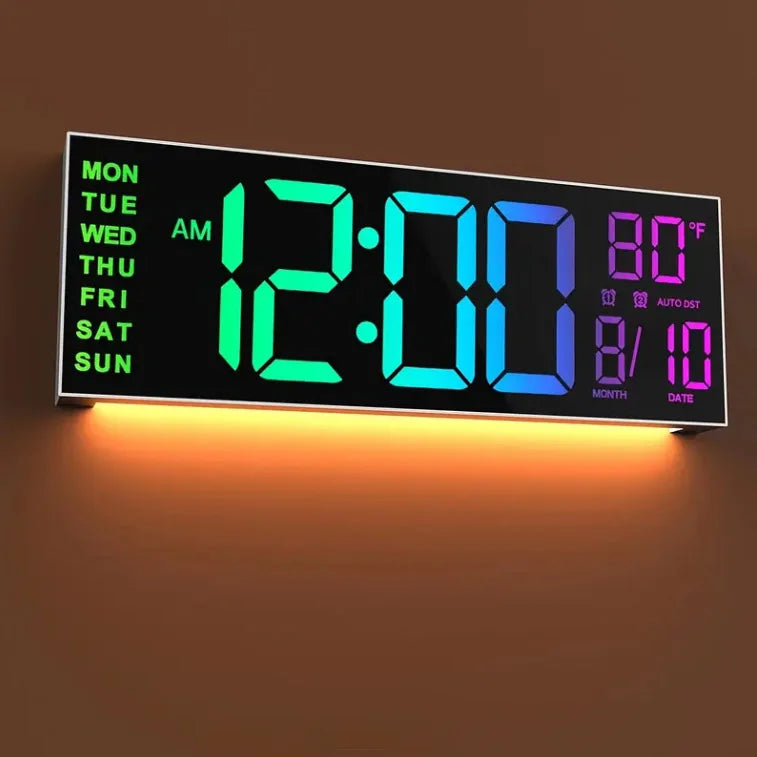 16" Large Digital Wall Clock With Remote Control, Timer, Alarm With Big LED Screen Dispaly, 8 RGB Colors, Auto DST, Temperature by Home for Health and Beauty