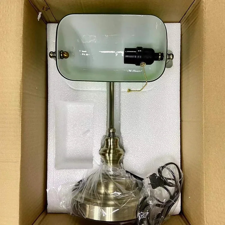 Desk lamp Table Light glass banker‘s lamp zipper switch for bedroom home stuy restaurant library office light night lamp by Home for Health and Beauty