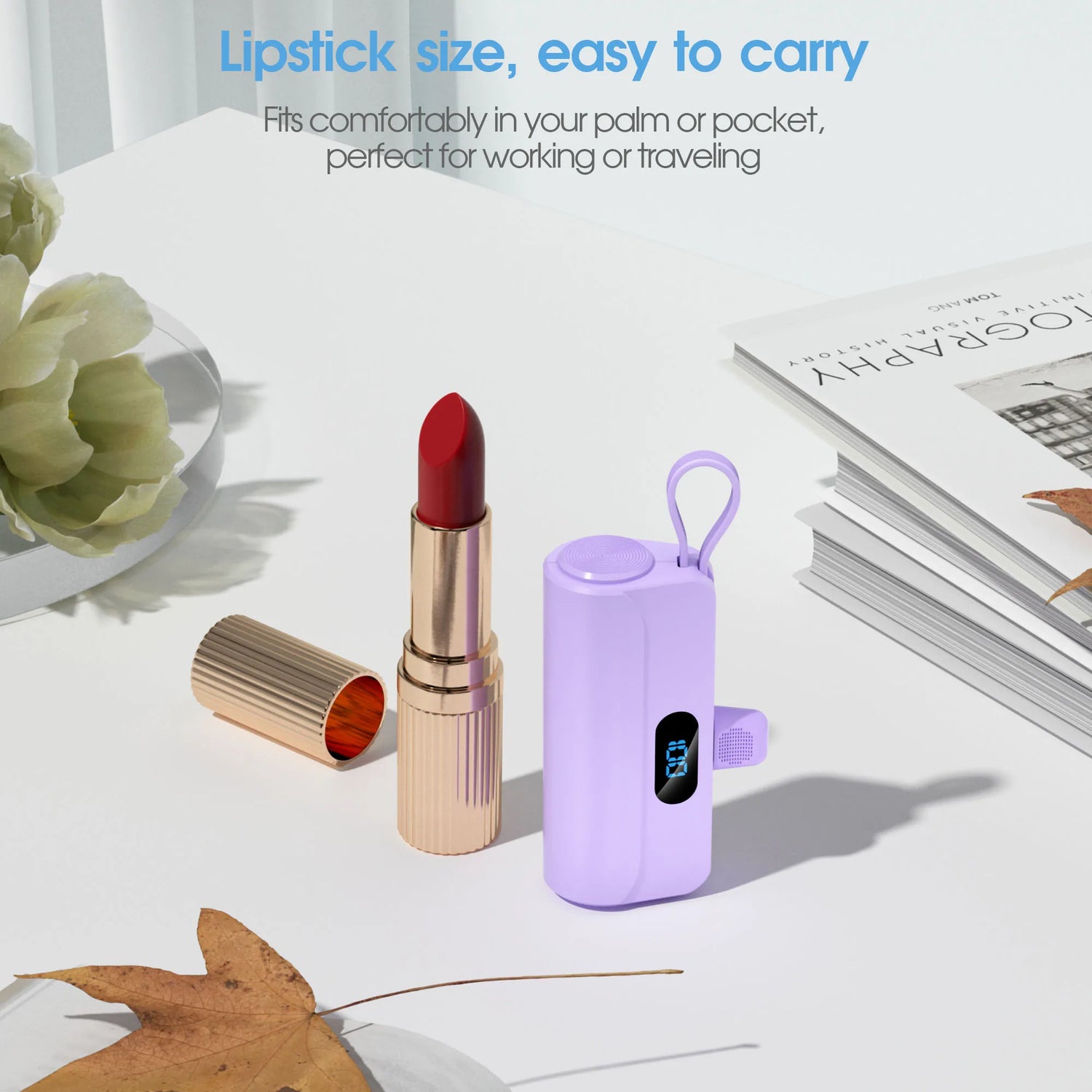Mini Portable Battery Pack Charger 5000mAh Power Bank,Built-in iOS Interface & USB-C Cable Cell Phone Portable Power,LED Display by Home for Health and Beauty