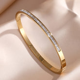 Sparkling Zirconia Inlaid Stainless Steel Bracelet 5/1pcs Set for Women Stackable Bangles Fashion Non Fading Jewelry Gift by Home for Health and Beauty