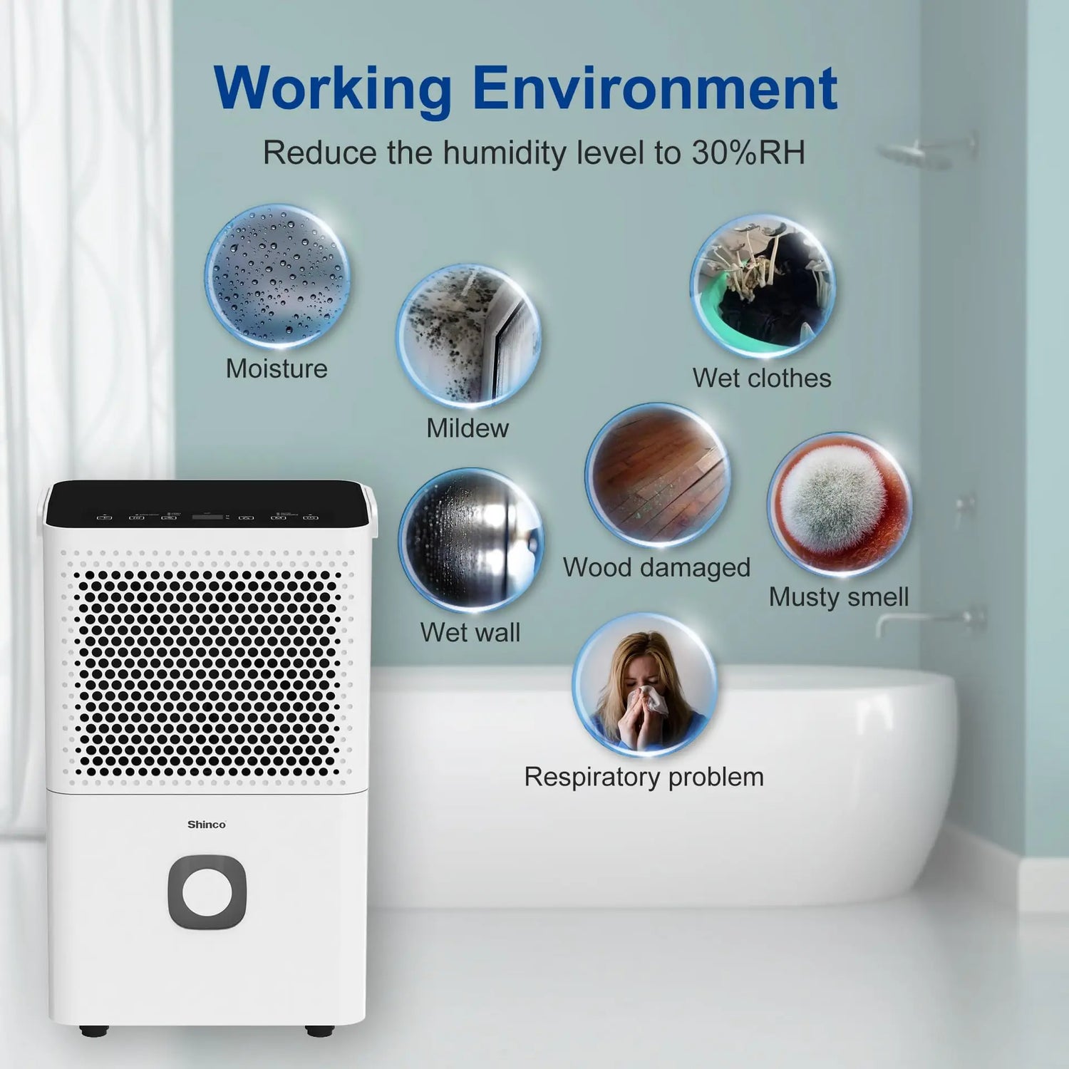 Dehumidifier for Home and Basements, 30 Pints 1500 Sq.Ft Dehumidifiers with Drain Hose, Auto or Manual Drainage by Home for Health and Beauty