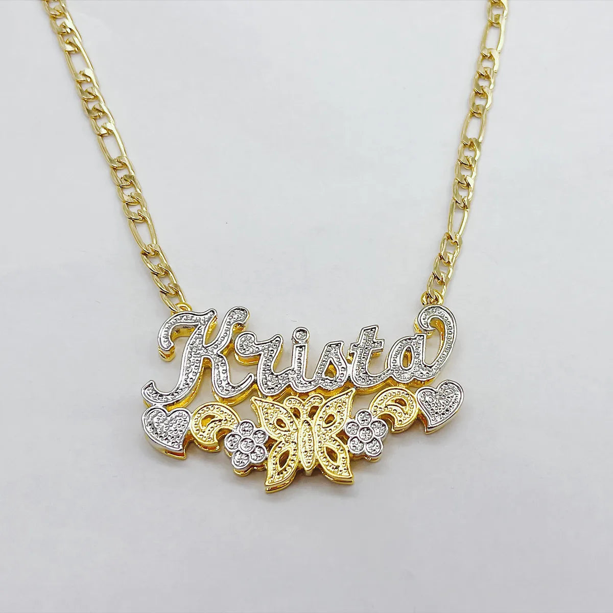 Custom Name Butterfly Necklace Personalized Heart Hip Hop Letter