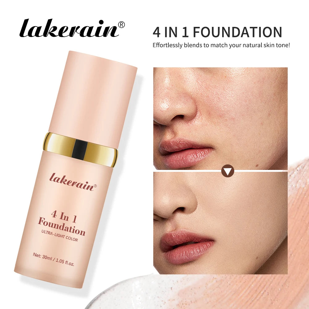 4 In 1 Foundation Long-wearing Moisturizing Waterproof Concealer Even Skin Tone SPF 30 Liquid Hydrating Full Coverage Concealer by Home for Health and Beauty