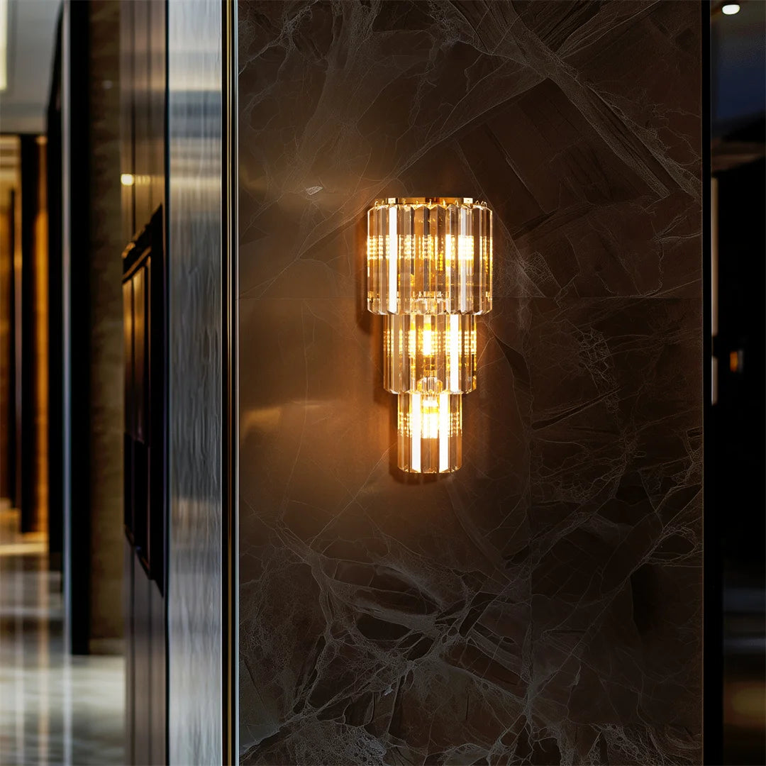 Crystal Wall Lamp Modern 3-Layer Wall Crystal Sconce Light E14 Led Corn Lights by Home for Health and Beauty