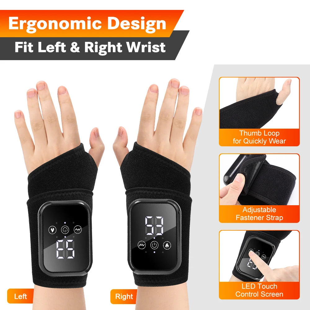 Electric Heating Wrist Massager Wrist Brace Protector Wrap Vibration Massage Relieves Tenosynovitis Carpal Tunnel Fatigue Relief by Home for Health and Beauty