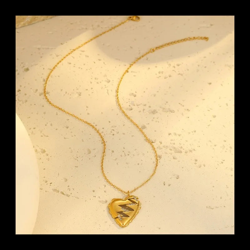 Stainless Steel 18K Gold Love Necklace With Zircon