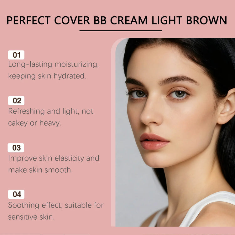 Perfect Cover Bb Cream Brightens Complexion Covering Skin Blemishes Lasting Lightweight Hydrates Moisturize Concealer Corrector by Home for Health and Beauty