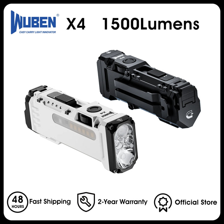 WUBEN X4 EDC Flat Flashlight with RGB Light, 1500 Lumens Mini Flashlight with Tactical Switch and Magnetic, IP68 Portable Pocket by Home for Health and Beauty
