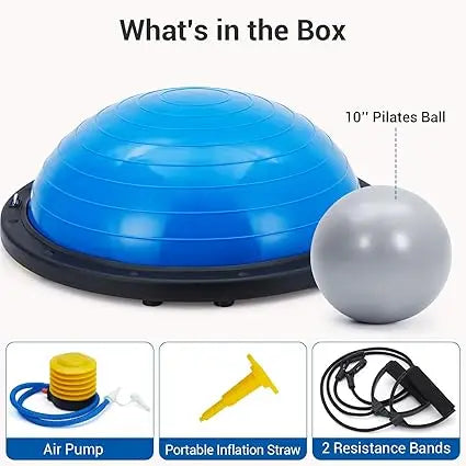 Half Exercise Ball,60Cm Balance Ball Trainer with Non-Slip Base,2 Bands,Pump & Extra Balls For Yoga Workouts Pilates Fitness by Home for Health and Beauty