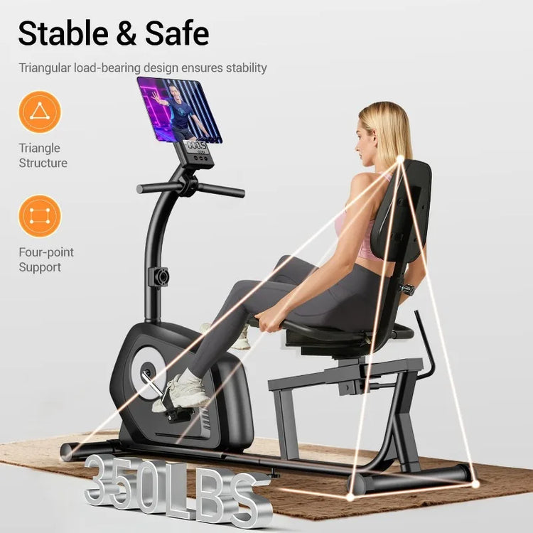 CURSOR FITNESS Recumbent Exercise Bike, 16-Level Magnetic Resistance Stationary Bike for Home workout with Pulse S by Home for Health and Beauty