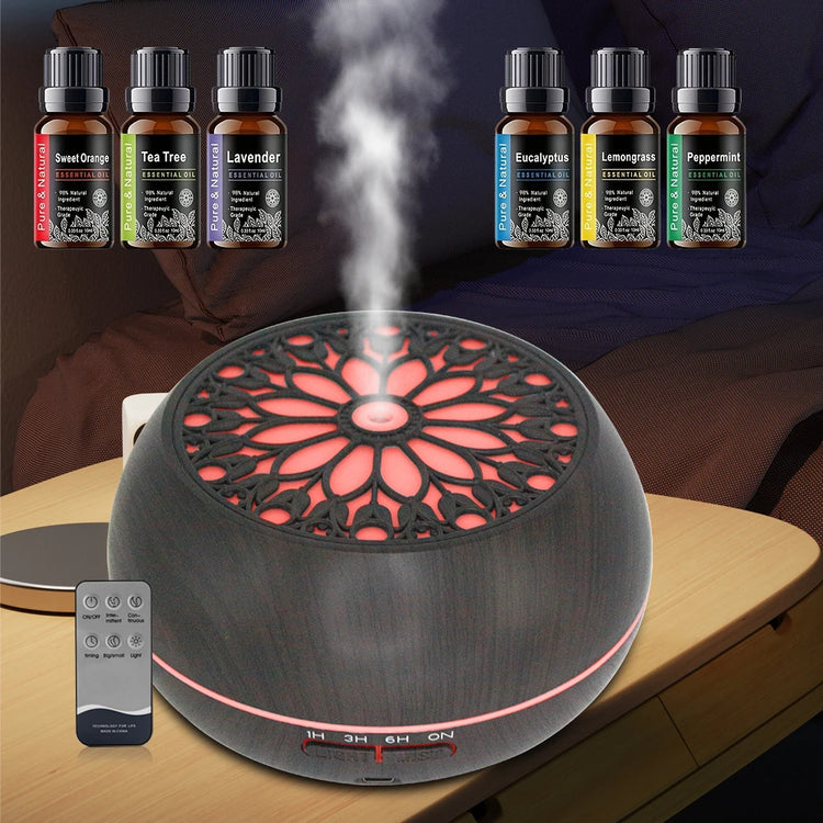 Essential Oil Diffuser With Remote Timer And Six Premium Oils by Home for Health and Beauty