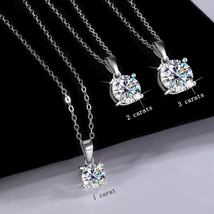 S925 Sterling Silver Moissanite Pendant for Women Collarbone Chain 1-3 Carats Four Claw Simple Necklace Wholesale by Home for Health and Beauty