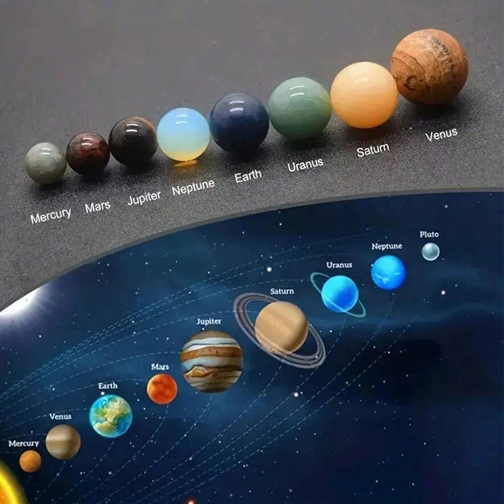 Solar System Natural Crystal Gemstones Set 9 Planets Sphere Ball Stone Galaxy Model Ornaments Gift Home Office Decor by Home for Health and Beauty