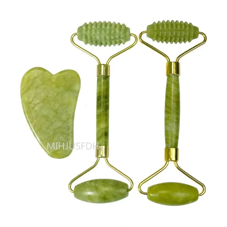 Natural Jade Roller Massager For Face, Body, Back Gua Sha by Home for Health and Beauty