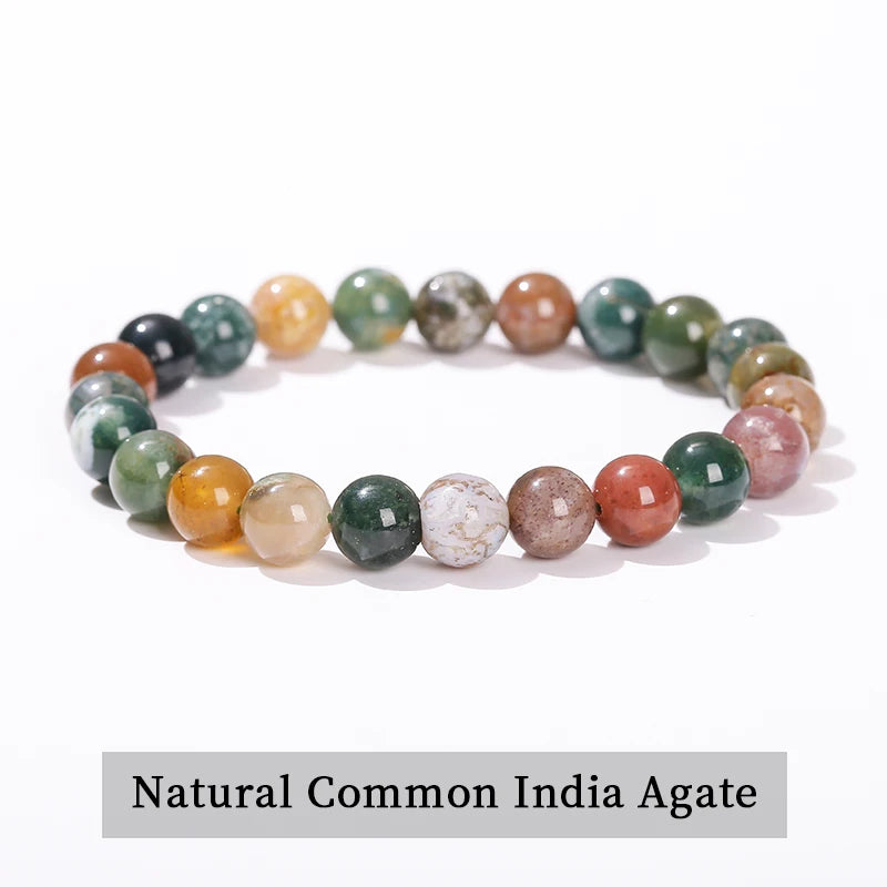 JD Natural Stone Beads Bracelet Amethyst Tiger Eye Crystal Quartz Agate Gem Beads Bangles Women Men Reiki Healling Jewelry Gift by Home for Health and Beauty