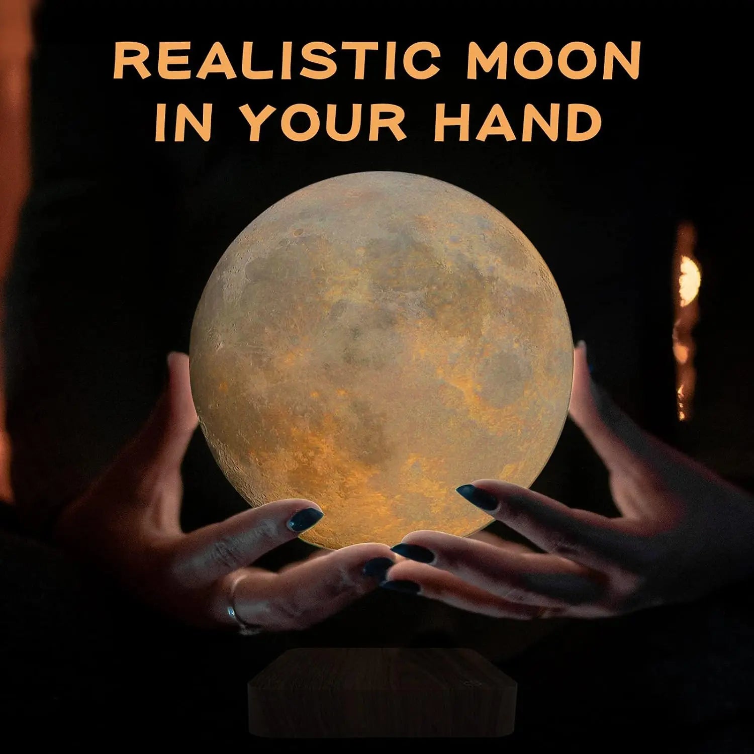 Magnetic Floating Rotating Moon Lamp with Wooden Base, 3 Color Temperature LED Night Lights of Print 3D for Unique Gifts, Room by Home for Health and Beauty
