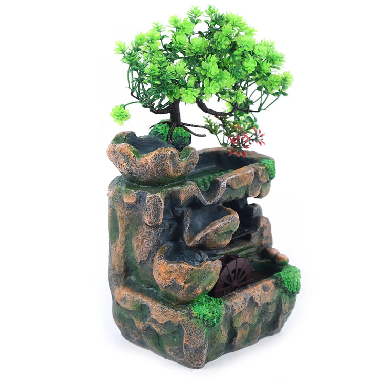 Indoor Room Fountain Waterfall Decor Desktop Fountain Decoration Water Feature with Colour Changing LED Lighting Zen Meditation by Home for Health and Beauty