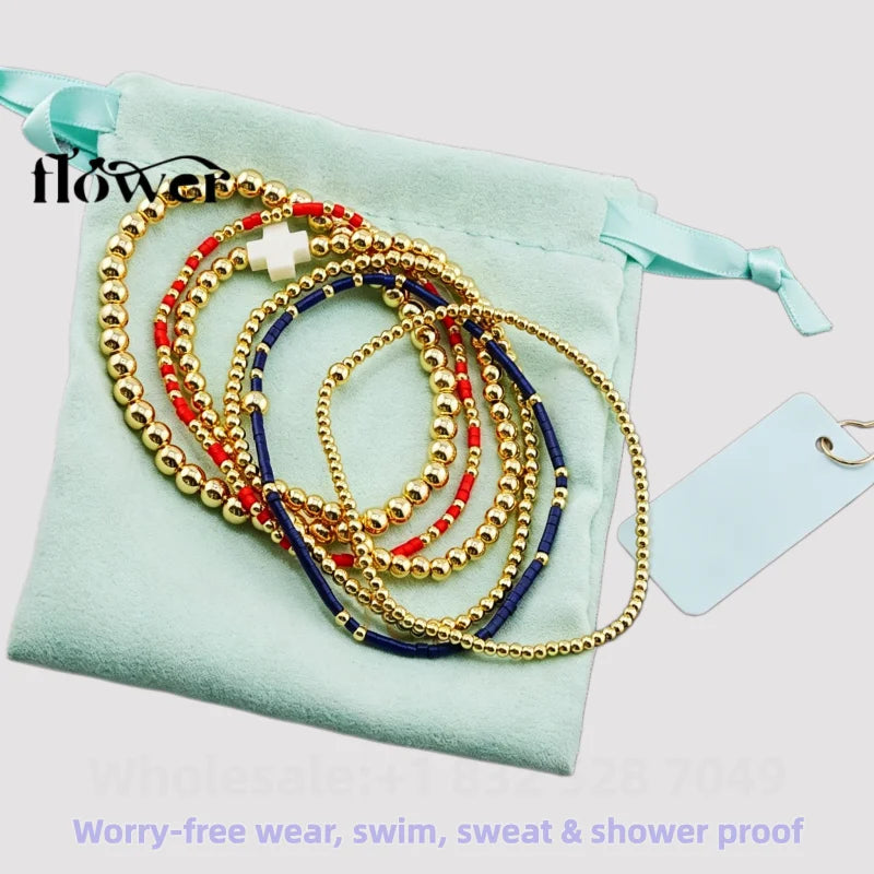 Waterproof Charm Beads Stackable Bracelets Bangles Fashion Fine Jewelry Gift For Women Anniversary Birthday by Home for Health and Beauty