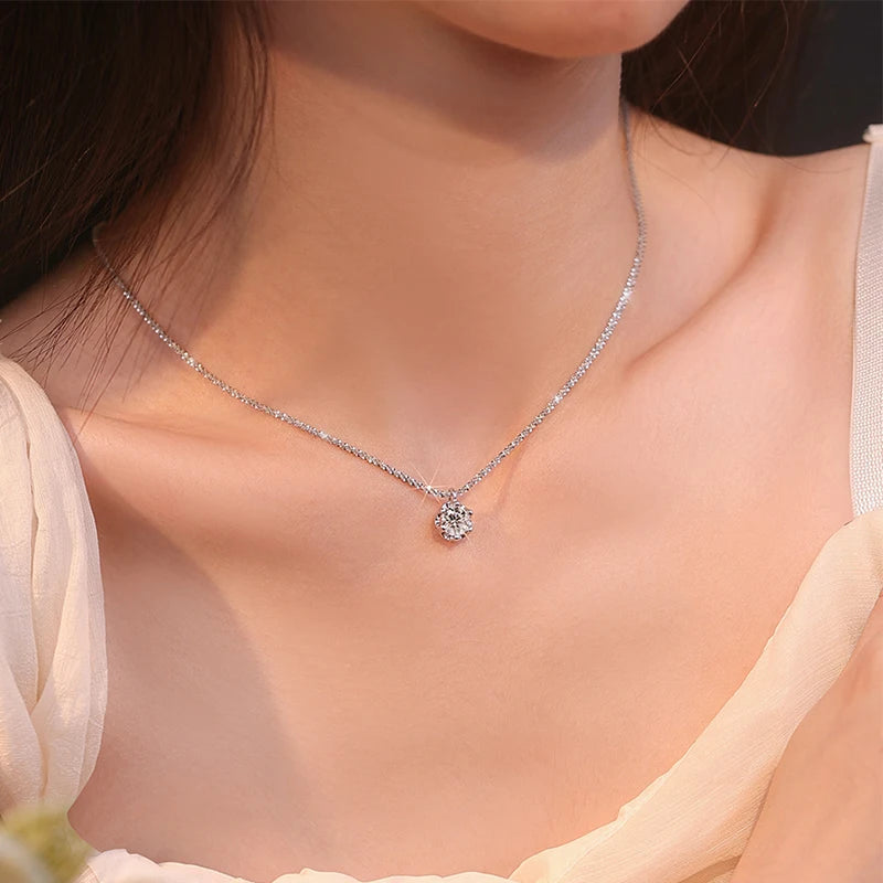 Real Moissanite Diamond Pendant Necklace 925 Sterling Silver Cauliflower Chain by Home for Health and Beauty