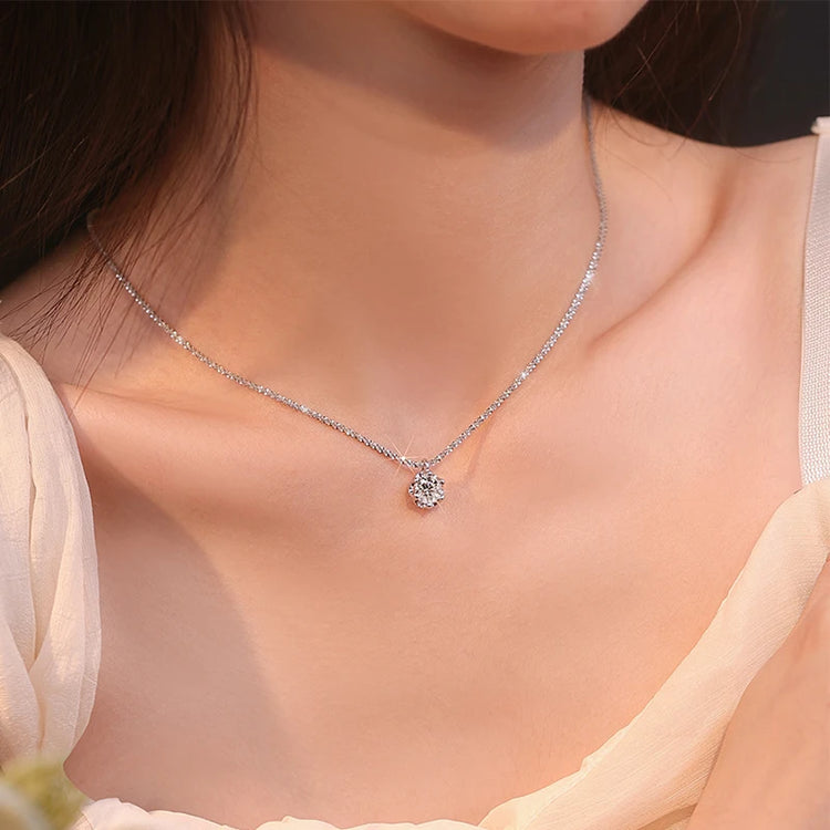 Real Moissanite Diamond Pendant Necklace 925 Sterling Silver Cauliflower Chain by Home for Health and Beauty