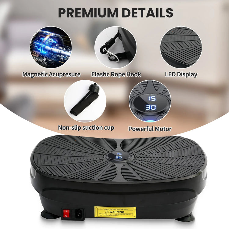 Vibration Plate Exercise Kit With Resistance Bands and Presets by Home for Health and Beauty