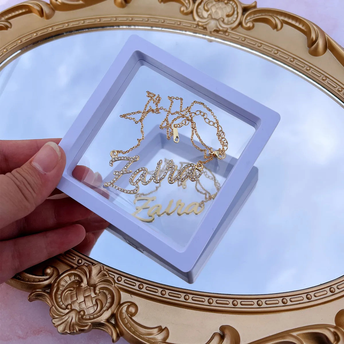 Custom Name Necklace Pave Zircon Script Nameplate Pendant