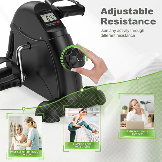 Mini Exercise Bike, Under Desk Bike Pedal Exerciser for Arm/Leg Exercise, Adjustable Magnetic Resistance Desk Cycle by Home for Health and Beauty