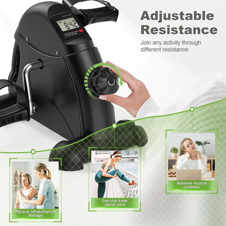 Mini Exercise Bike, Under Desk Bike Pedal Exerciser for Arm/Leg Exercise, Adjustable Magnetic Resistance Desk Cycle by Home for Health and Beauty