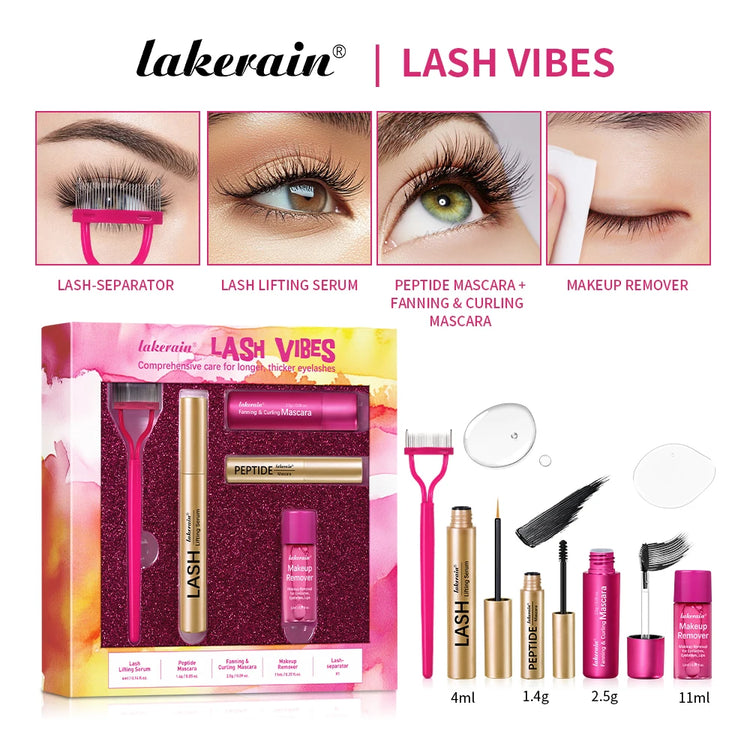 Lash & Brow Set Eyebrow Eyelash Growth Serum Peptide Mascara Eyelash Eyebrow Longer Fuller Thicker Curling Lash Eye Care Makeup by Home for Health and Beauty
