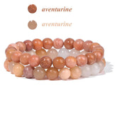 2Pcs Colorful Natural Stone Bead Bracelet Set 8MM Natural Agates Turquois Amethysts Quartzs Gem Stretch Bangle Jewelry Gift by Home for Health and Beauty