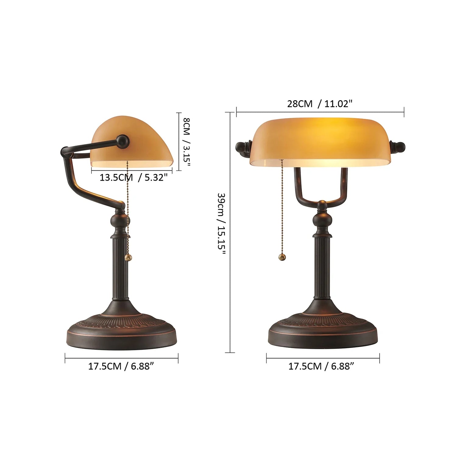 Desk lamp Table Light glass banker‘s lamp zipper switch for bedroom home stuy restaurant library office light night lamp by Home for Health and Beauty