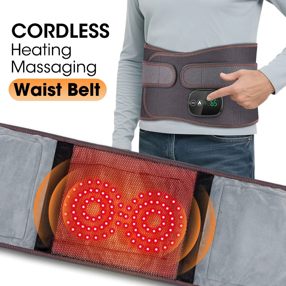 Agdoad Heating Vibration Massager Belt With Red Light Hot Compress Waist Support