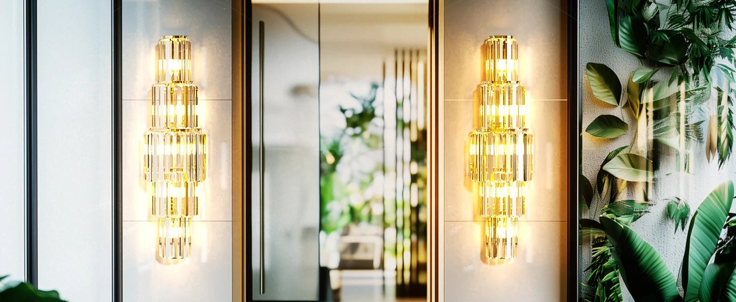 Crystal Wall Lamp Modern 3-Layer Wall Crystal Sconce Light E14 Led Corn Lights by Home for Health and Beauty