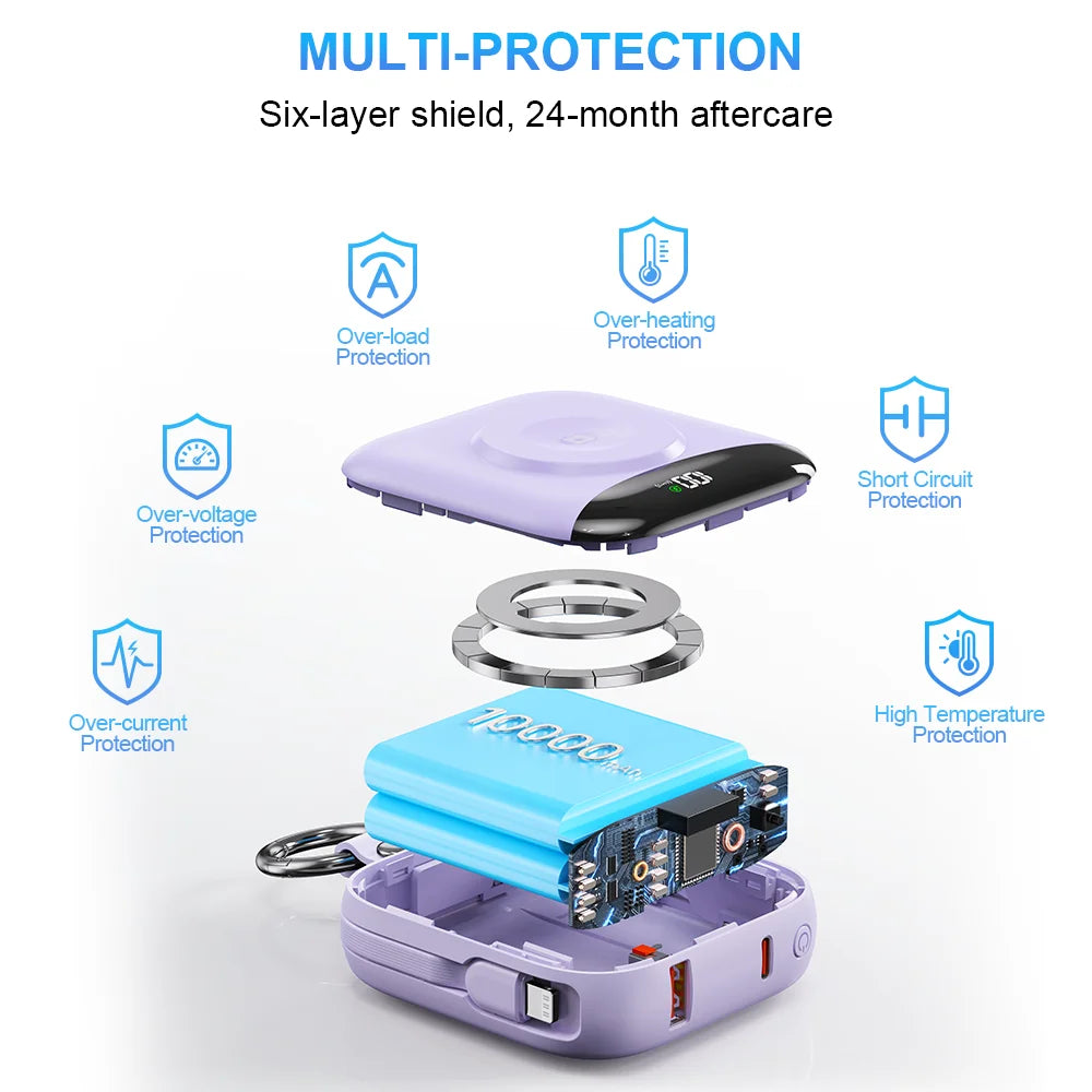 Apple Watch Power Bank With Wireless Charger Built In Lightning Cable Keychain by Home for Health and Beauty