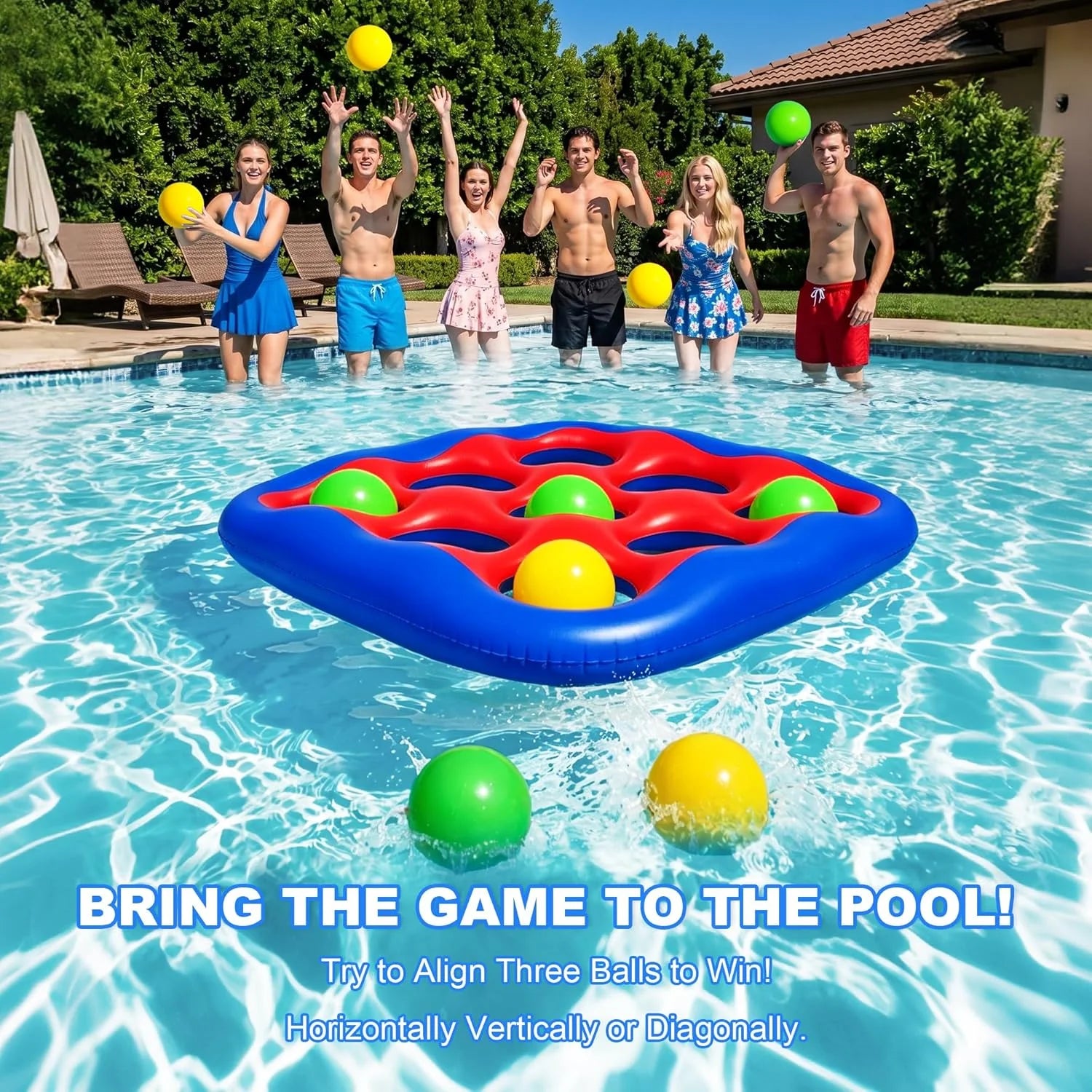 Pool Games Set- Tic-Tac-Toe Inflatable Pool Toys with 10 Balls Fun Summer Swimming Pool Party Beach Lawn Outdoor Camping Party Float Game Water Ball Toys for Adults Teens Kids 2-10 Players by Home for Health and Beauty
