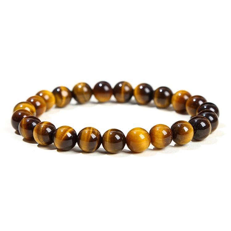 JD Natural Stone Beads Bracelet Amethyst Tiger Eye Crystal Quartz Agate Gem Beads Bangles Women Men Reiki Healling Jewelry Gift by Home for Health and Beauty